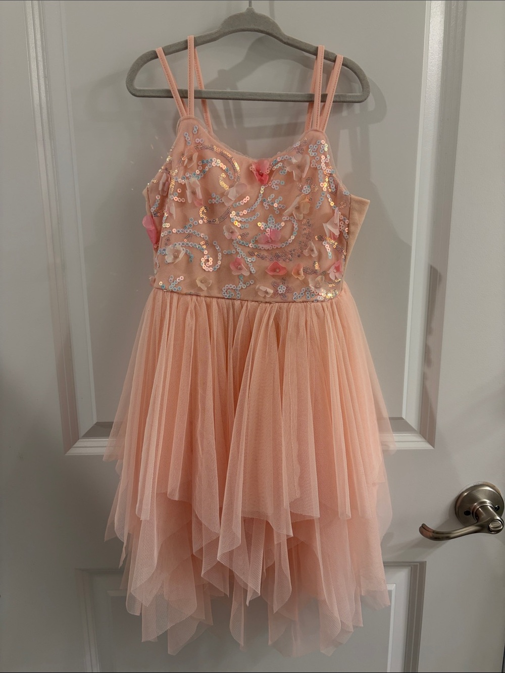 Cat & Jack Peach Tulle Formal Dress with Sequin Bodice